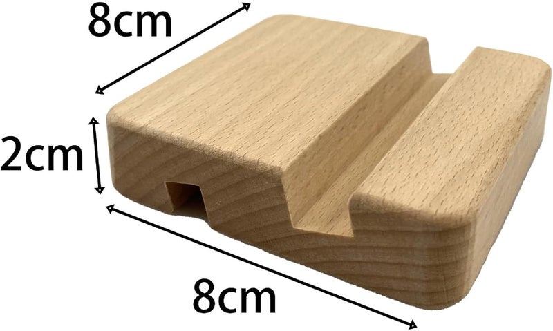MOORCHOCO Beech Wood Phone Stan, Desktop Mobile Holder Cell Phone Stand for Desk - Portable Wood Phone Holder for Bed Compatible with iPhone 16 Pro Max iPad Smartphone, Wooden Office Aesthetic Desk Accessories - Image 2